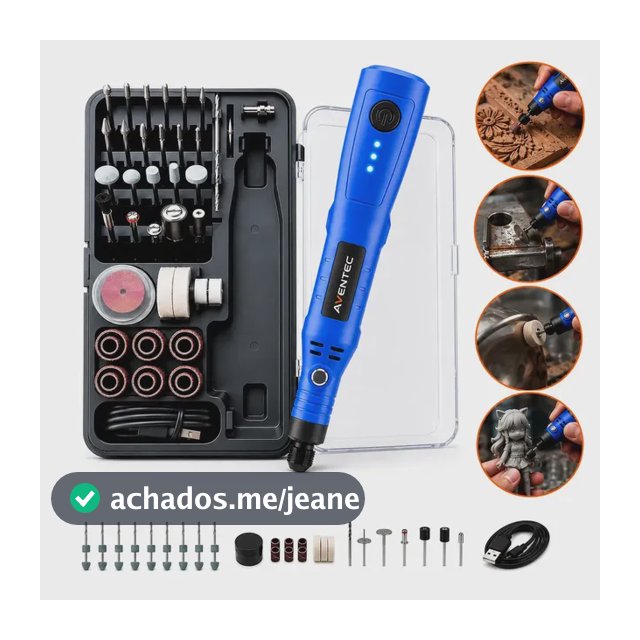 Mini Retífica Portátil Kit Profissional 76 em 1 Potente Sem fio Recarregável