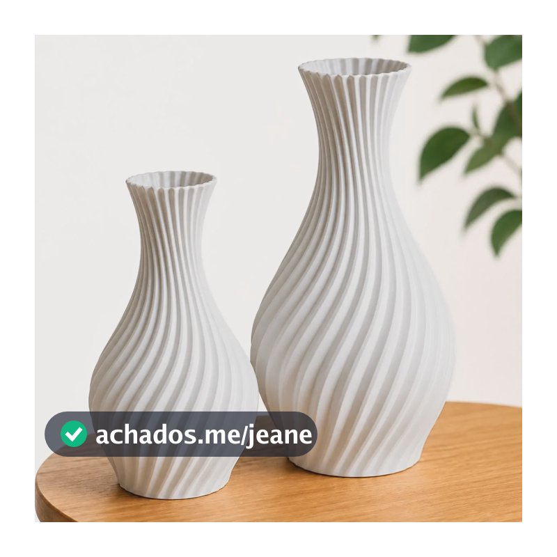Kit 2 Vasos Decorativos Espiral Moderno Sala Mesa Quarto Branco