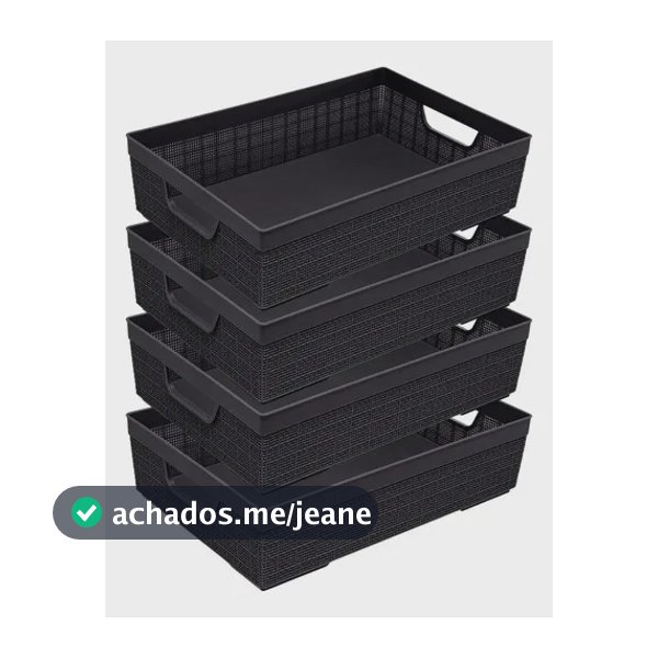 Kit 4 Cestos Organizadores Armário Gaveta Lavanderia 2litros Preto