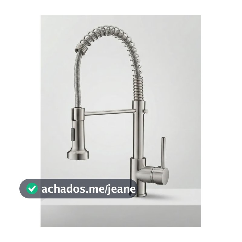 Torneira Cozinha Gourmet Mola Flexível Bancada Aço Inox 304 Prateado Aço Escovado