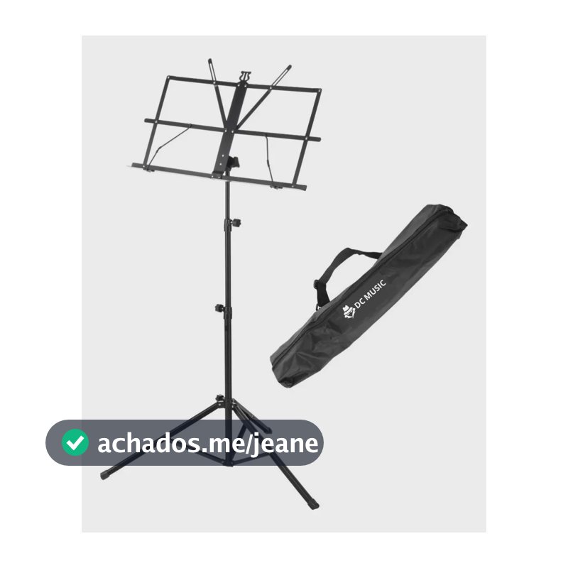 Estante Musical Dobrável Dc Music Preto com Bolsa Ajustável e Antiderrapante