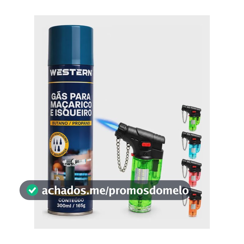 Maçarico E Refil Gás Western Kit Portátil Base 300ml