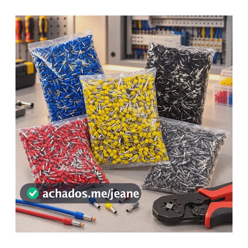 500x Kit Terminal Tubular Ilhos 1,5/2,5/4/6/10mm (500pçs) Amarelo