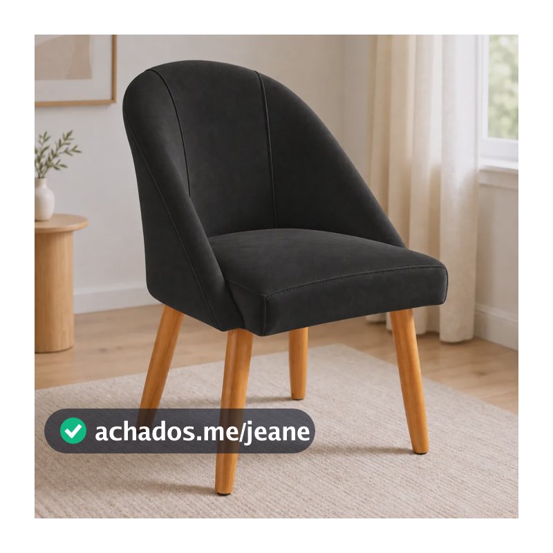 Poltrona Para Sala De Estar Lua Veludo Preto Liso