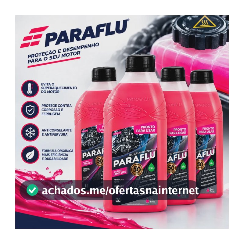 04 Aditivos Água Arrefecimento Radiador Pronto Uso Paraflu Cor Rosa - Bio Orgânico