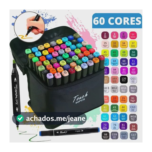 Kit Canetinhas 60 Cores Bobbie Goods Ponta Dupla Colorir Colorido