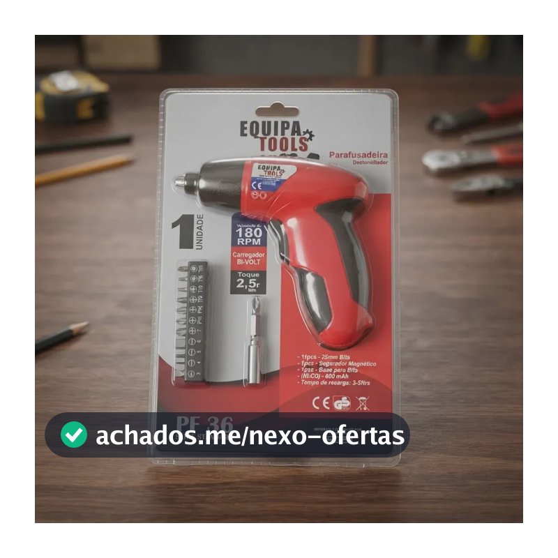 Parafusadeira Recarregável 3,6 V C/ 11 Bits Equipa tools Cor Vermelho/preto