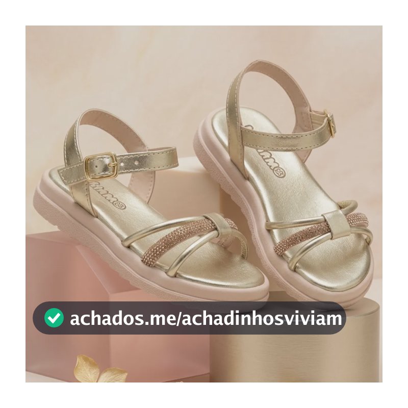 Sandália Infantil Menina Kimimo Confortável Moda Verão Bronze Strass 30