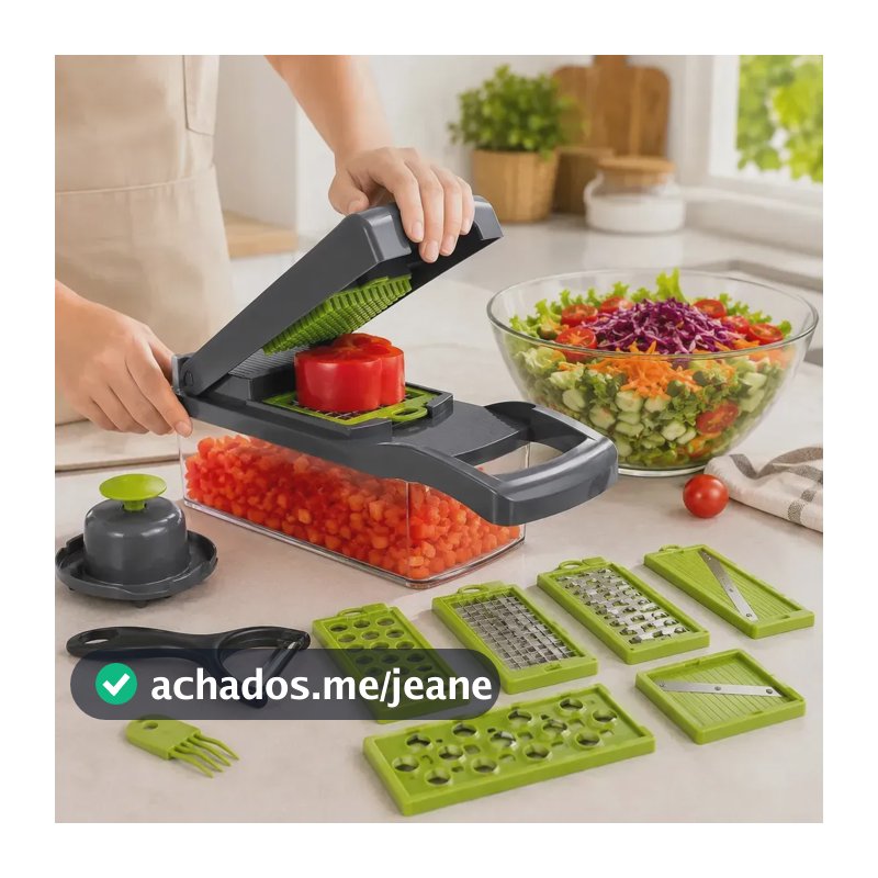 Cortador Fatiador Ralador Legumes 16 Pecas Multifuncional Cinza-escuro