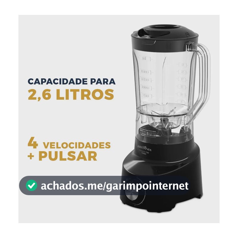Liquidificador Britânia 2.6l Diamante 1100 Preto
