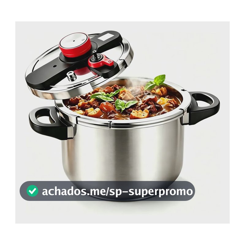 Panela De Pressão Inox Para Fogão A Gás E Indução 8 Litros Prateado