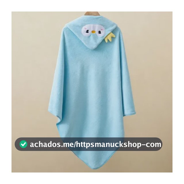 Toalha De Banho Com Capuz Fleece Bebê Blue