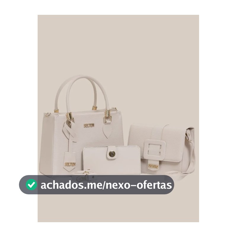 Kit Bolsa Feminina 3 Peças Promoção Relâmpago Só Hoje   Creme