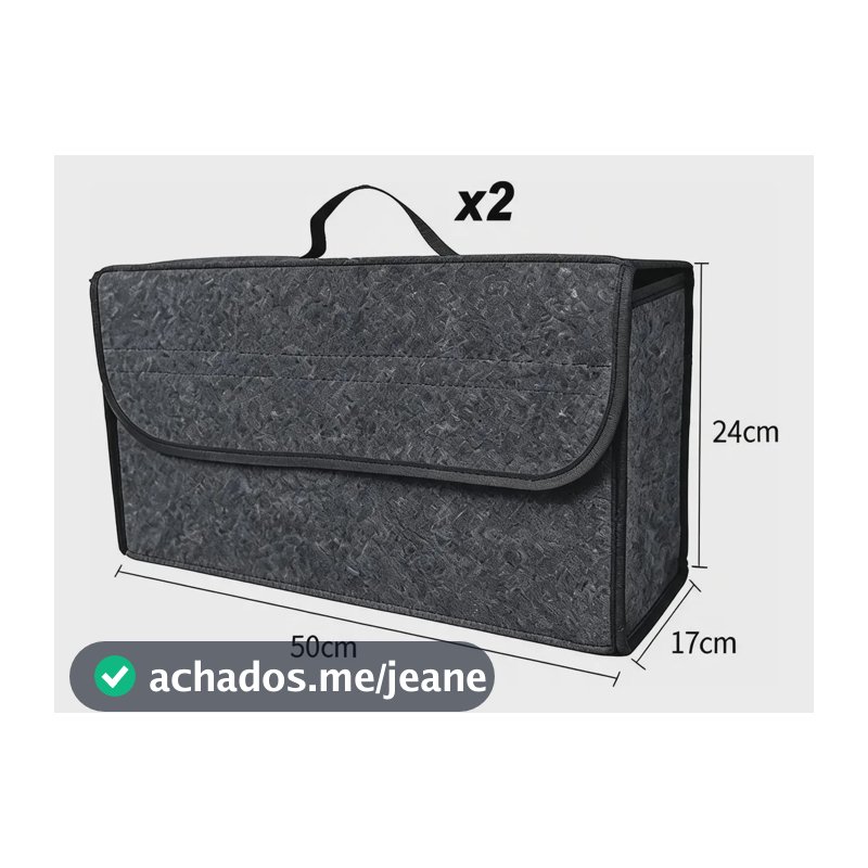 2pcs Bolsa Caixa Organizar Porta Malas Multiuso Veicular Cinza