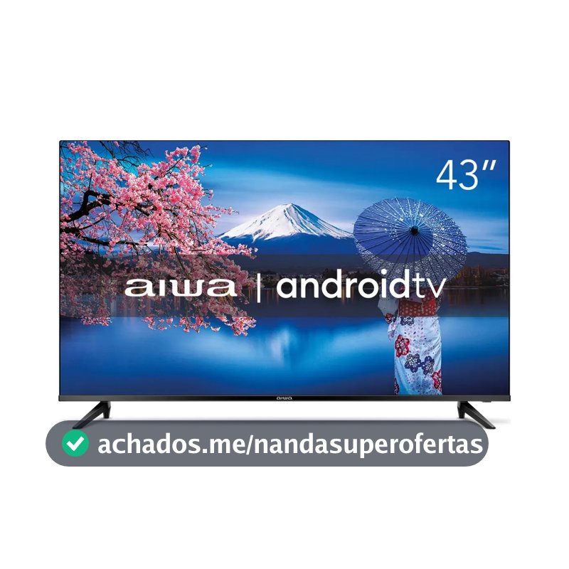 Smart TV AIWA 43” Android Full HD Borda Ultrafina HDR10 Dolby Áudio AWS-TV-43-BL-02-A