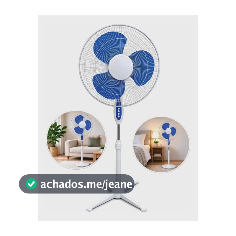 Ventilador De Coluna  Silencioso 3 Pás Altura Ajustavel 43 Cm Branco 127v Azul 3
