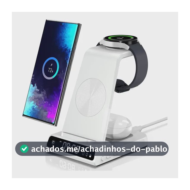 Carregador Sem Fio 3 Em 1 Samsung Com Relógio