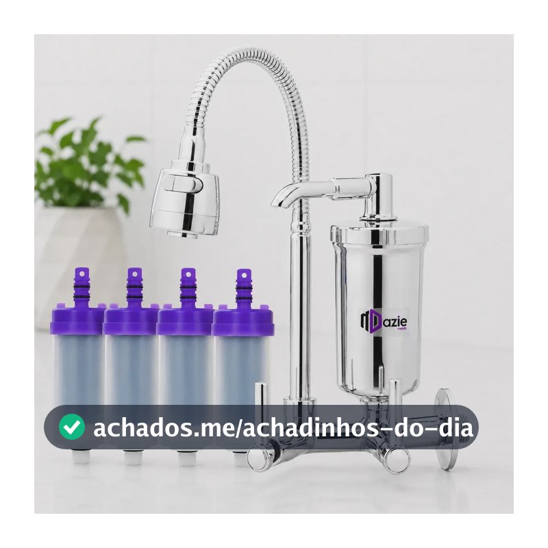 Torneira Com Filtro Cozinha Para Parede Flexível Móvel Em Abs Filtro Purificador De Agua Com Refil Instalado Bica Gourmet 2 Modos de Jatos Chuveirinho Registro 1/4 de Volta Luxo