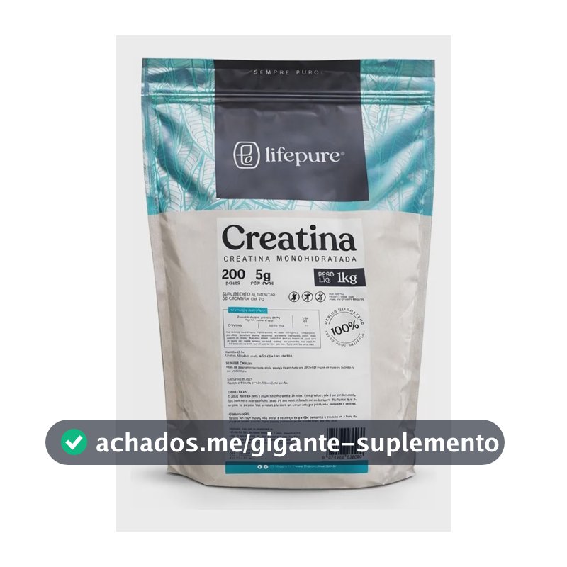 Creatina Monohidratada Em Pó Lifepure 1kg Sem Sabor Sem Sabor