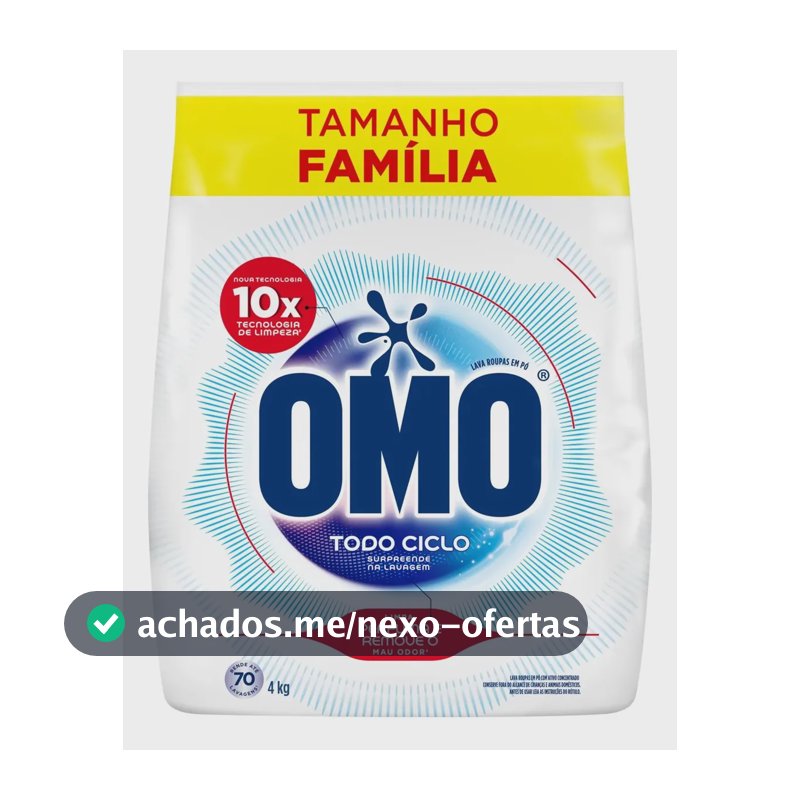Lava-Roupas Pó Omo Todo Ciclo Pacote 4kg Tamanho Família