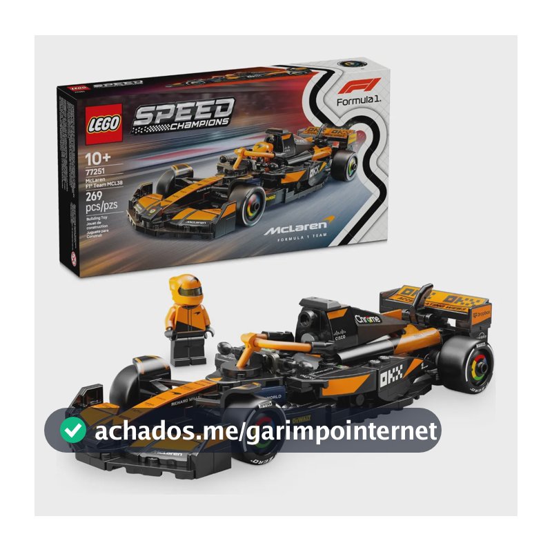 LEGO Speed Champions Carro de Corrida McLaren F1 Team MCL38 77251; Carro de Fórmula 1 de brinquedo para montar