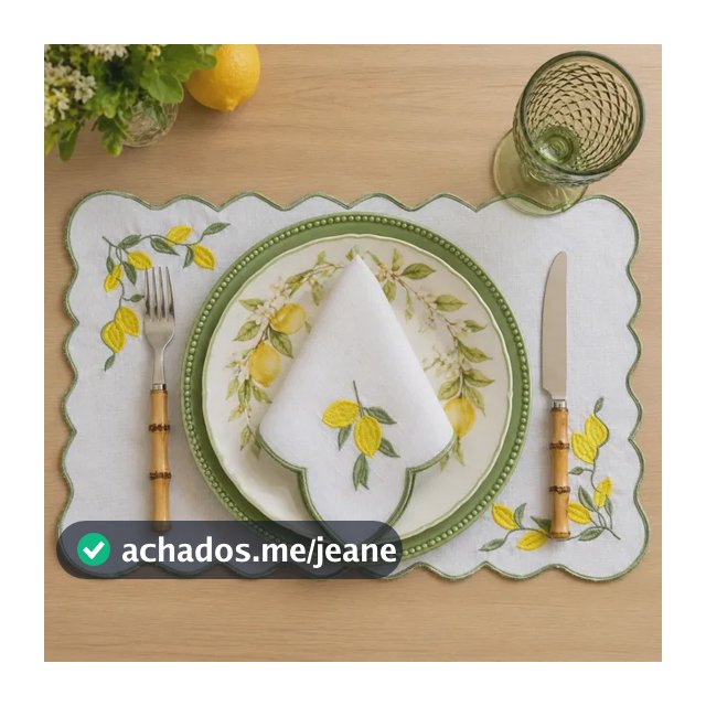 12 Pçs (6 Jgos) Jogo Americano Bordado Limão Siciliano