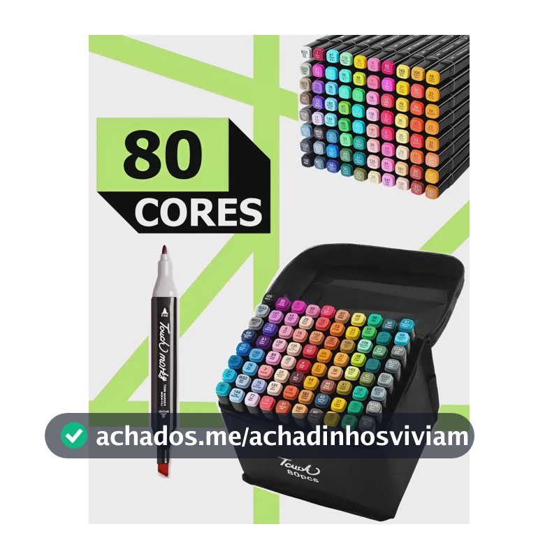 Estojo 80 Cores Canetinhas Ponta Dupla Coloridas Marcador 80 Cores