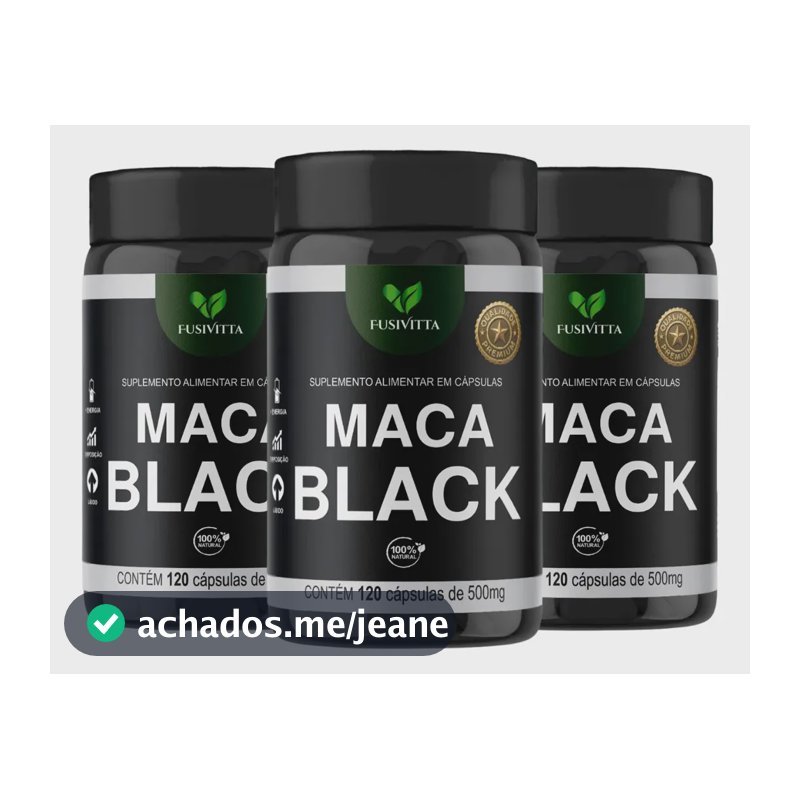 3x Maca Negra 100% Pura 500mg 120 Cápsulas FusiVitta