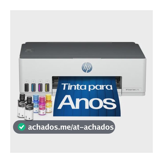 Impressora HP Smart Tank 210 com Tanque de Tinta Colorida - Com Wi-Fi - USB 2.0 de alta velocidade. Funções da impressora: Imprimir. Cor: ‎Branco (3D4L5A)