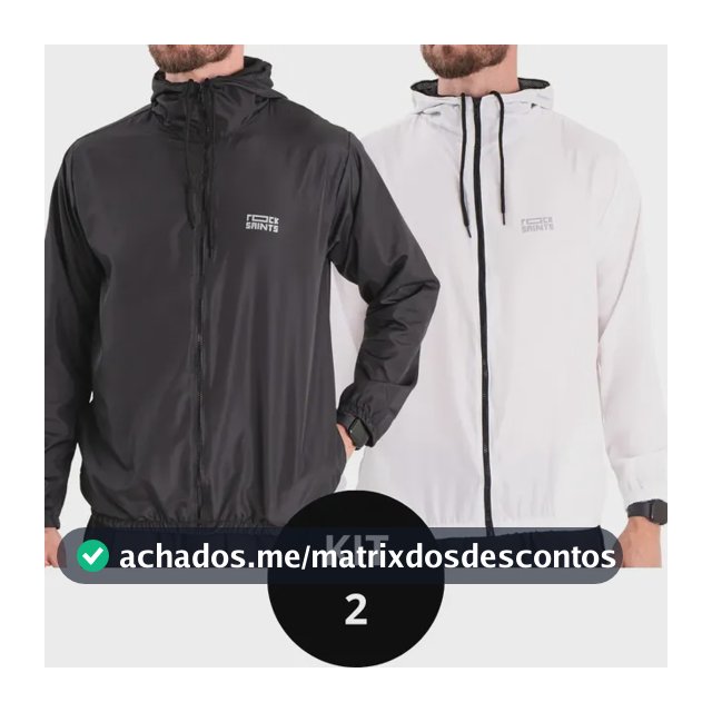 Kit 2 Jaquetas Corta Vento Impermeável Liso Unissex