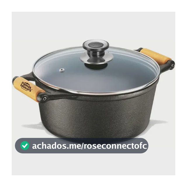 Caçarola 1,7 Litros Tampa Vidro Alça Madeira Panela Mineira