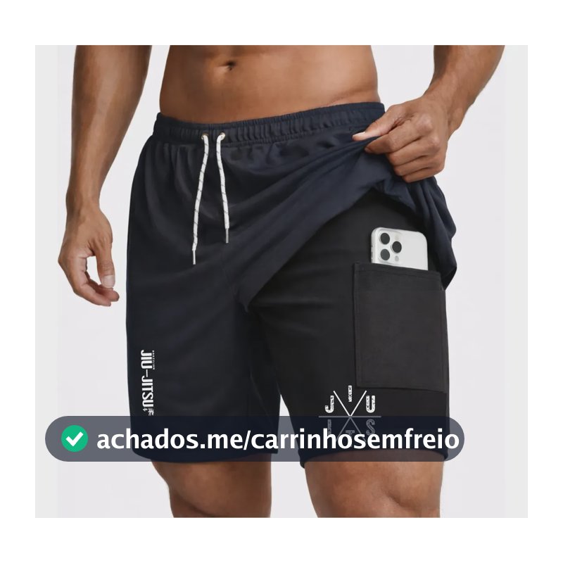 Bermuda Compressão 2 Em 1 Jiu-jitsu 02 Masculino Esportiva Preto Jiu-jitsu 02 G