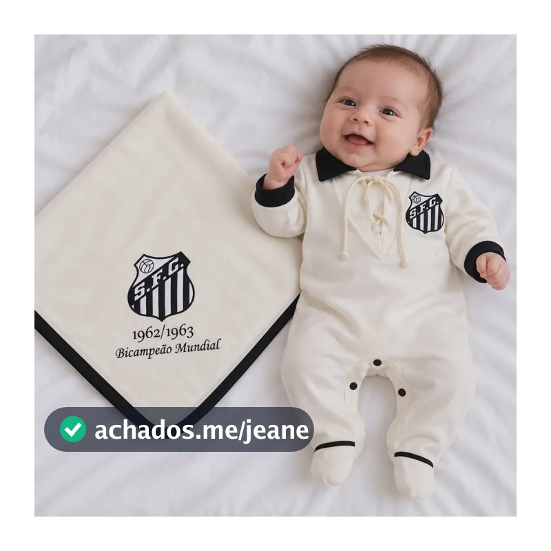 Kit Bebê Santos Saída De Maternidade Estilo Retrô Oficial Branco Rn