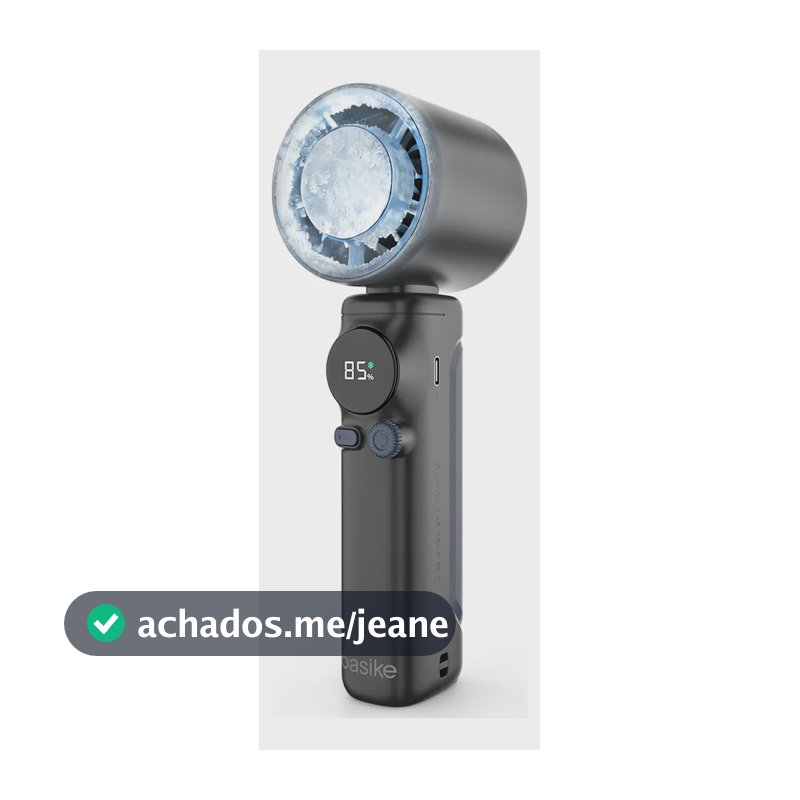 Mini Ventilador de Mão Portátil Recarregável USB com Resfriamento de Gelo 10W Alta Potência Turbo Silencioso para Verão 6000mAh，Preto