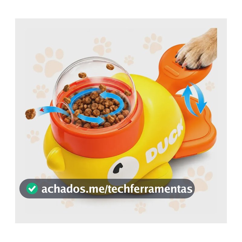 Brinquedo Interativo Cão Pato Dispenser Ração Pets Comedouro Amarelo/laranja