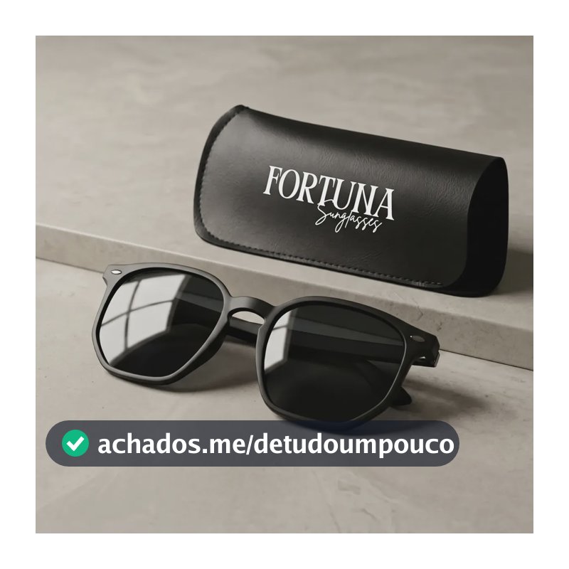 Óculos De Sol Hexagonal Masculino Premium Uv400 Flexivel Preto