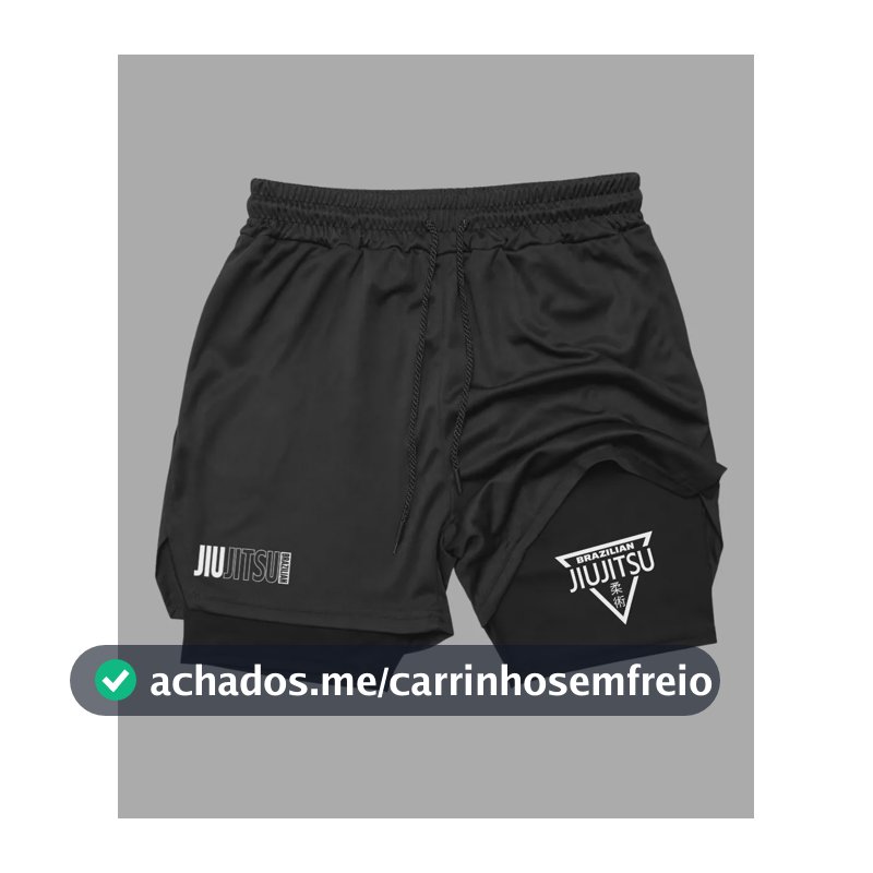 Bermuda Masculina Compressão 2 Em 1 Academia Treinos Dryfit Preto G