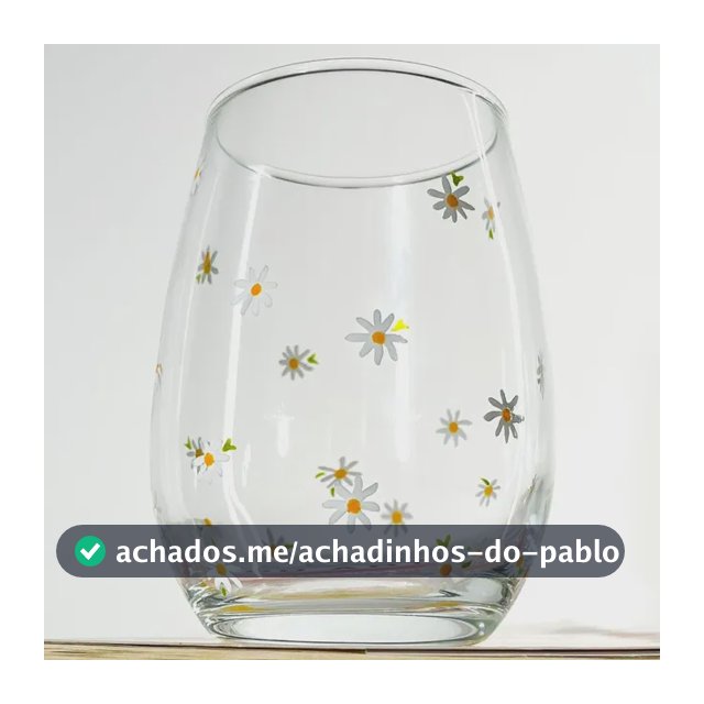 Copo De Vidro Margaridas 440 Ml Pintado À Mão Branco