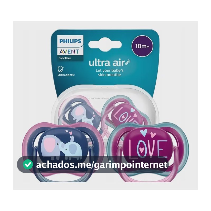 Chupeta Avent Ultra Air Love Roxa Azul +18 Meses SCF349/22