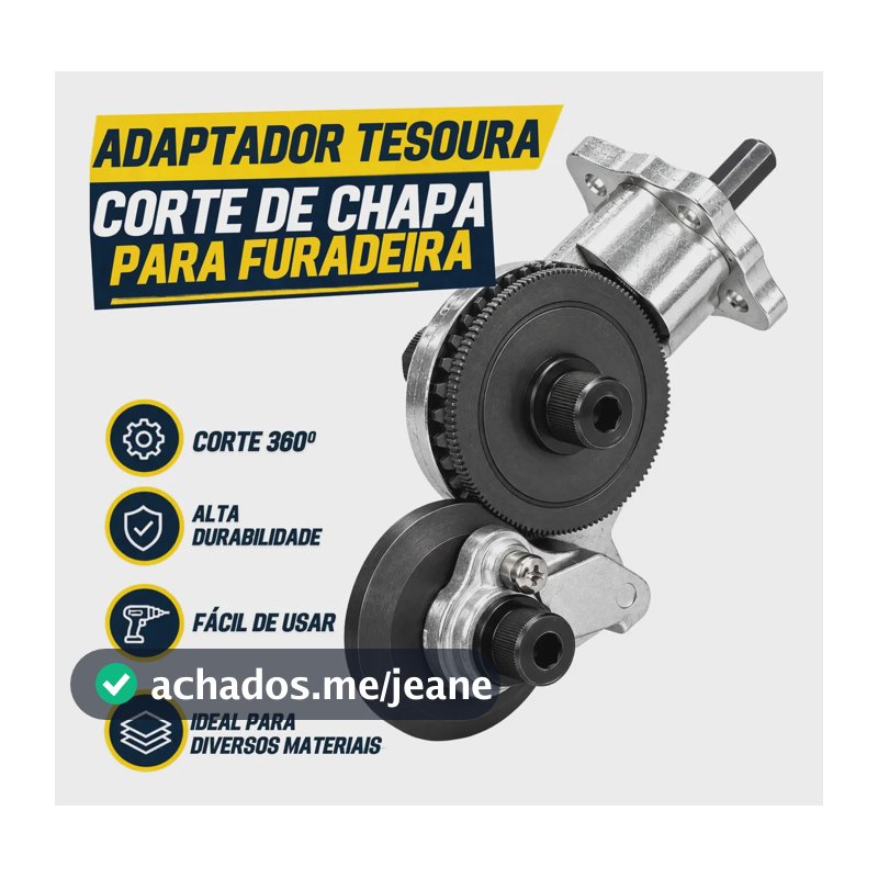Adaptador de Corte para Furadeira e Parafusadeira KARAMELIZZI, Tesoura para Chapas de Metal, PVC e Alumínio