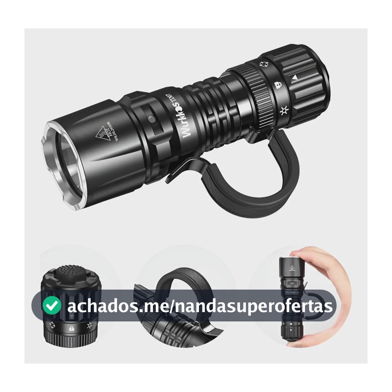 Lanterna Táctica Recarregável Wurkkos Td07 1300lm 479m Usb-c Lanterna Preto Luz Branco