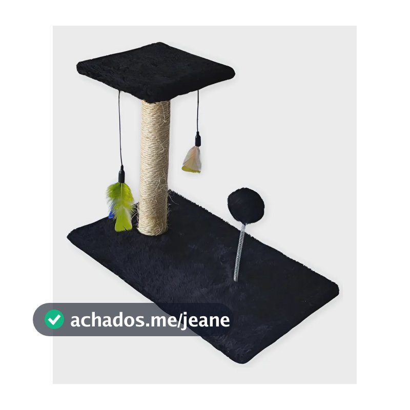 Arranhador Para Gatos Poste Duplo Brinquedo Interativo Cor Preto