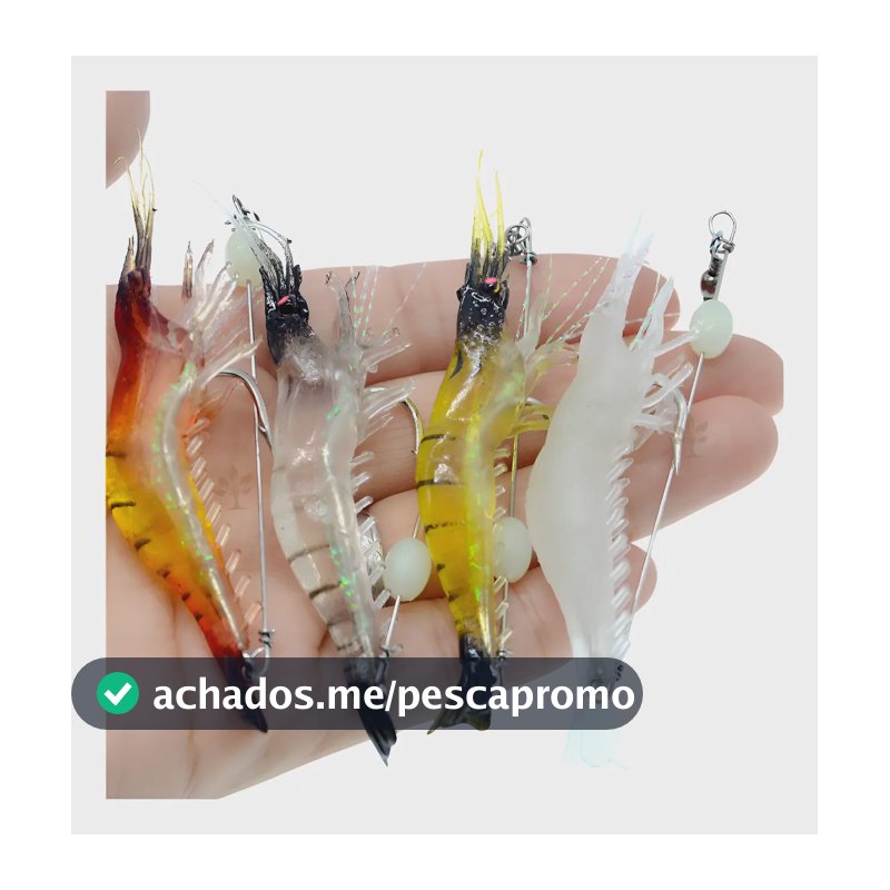Isca Artificial Camarão Silicone Com Anzol Corvina Kit 5 Un Variado