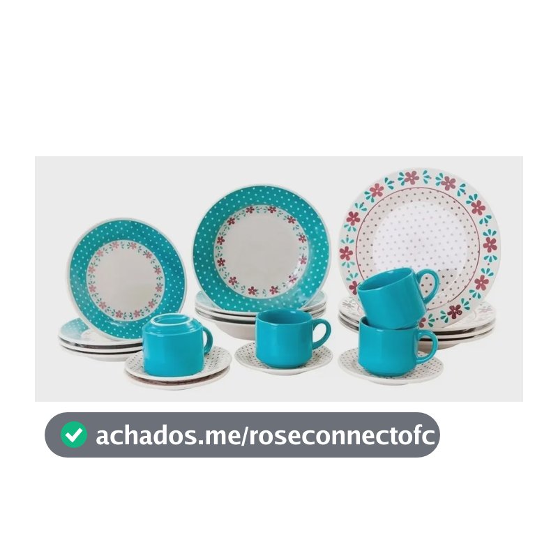 Aparelho De Jantar/chá Biona Oxford Donna Cerâmica 20 Peças Cor Branco/azul