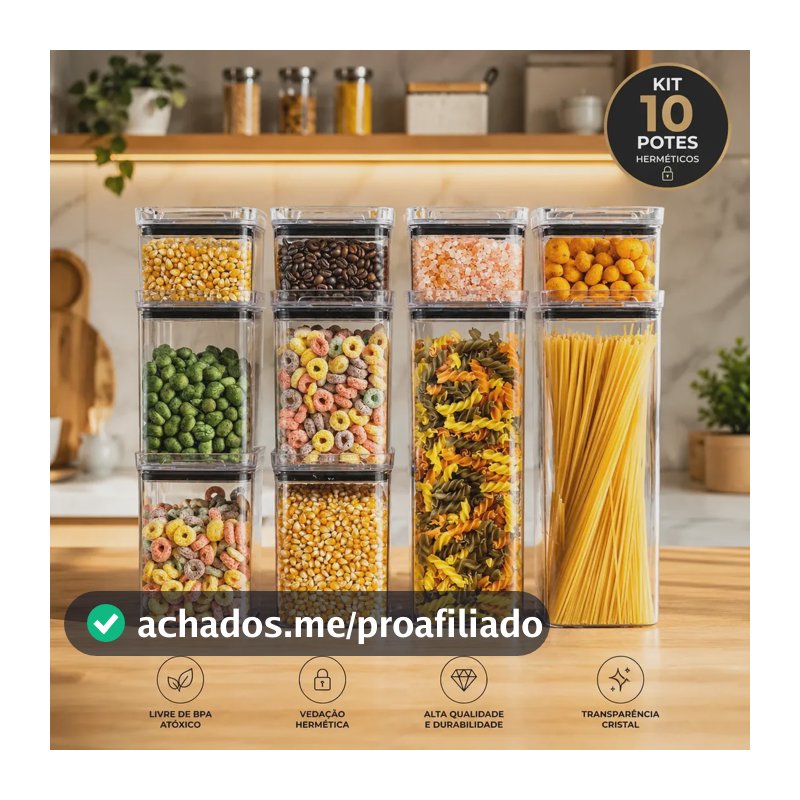 Kit 10 Porta Mantimentos Hermetico, Pote Para Alimentos