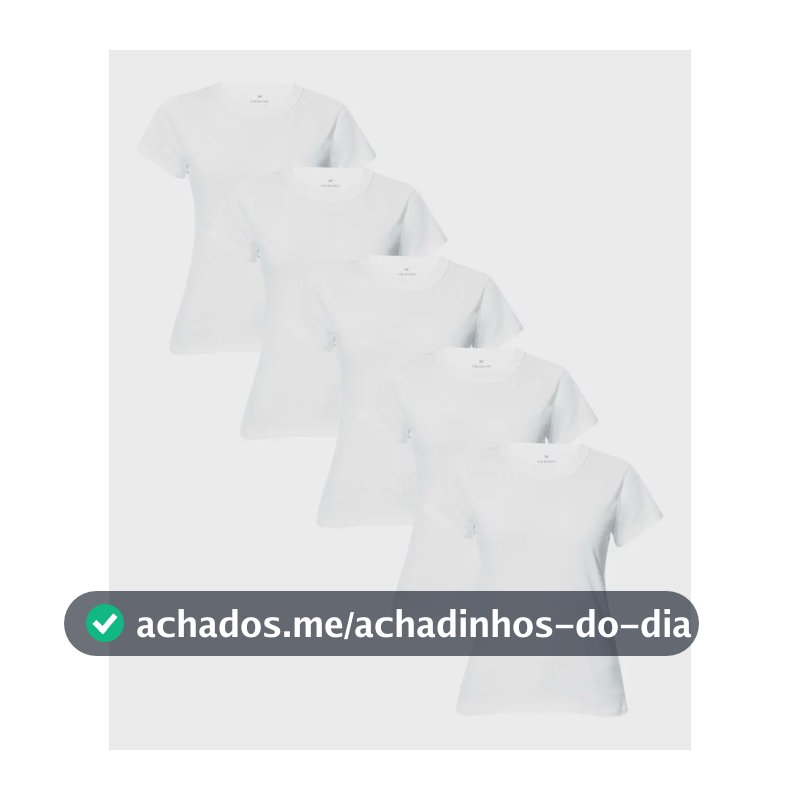 Kit 5 Camisetas Feminina Manga Curta Branca Hering Branco Liso G
