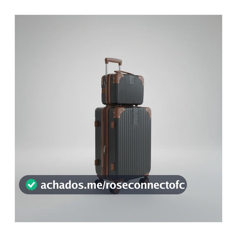 Mala De Viagem Blogueira 23kg Com Frasqueira Blacklions Preto Com Bege Listras