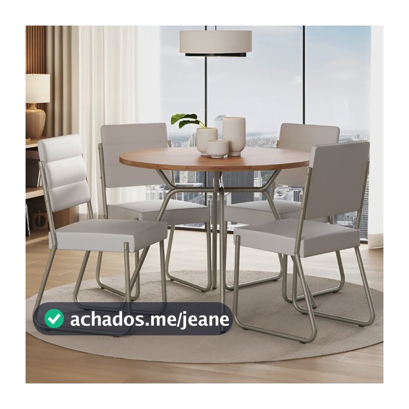 Conjunto Sala Jantar 4 Cadeiras San Francisco Carraro Prata