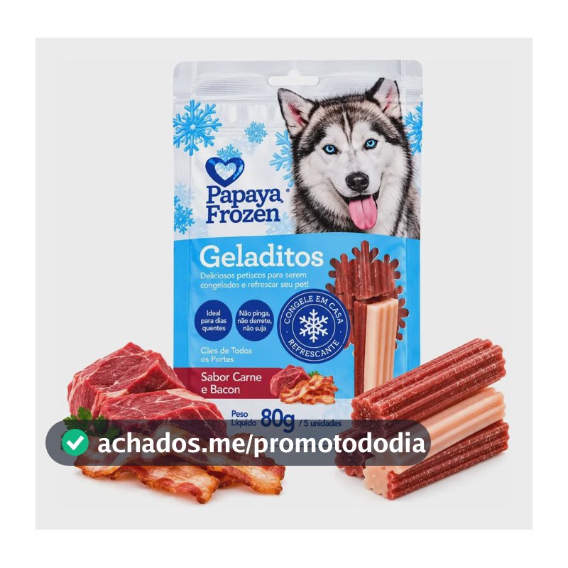 Petisco Papaya Frozen Geladitos Carne Bacon 80g 5un