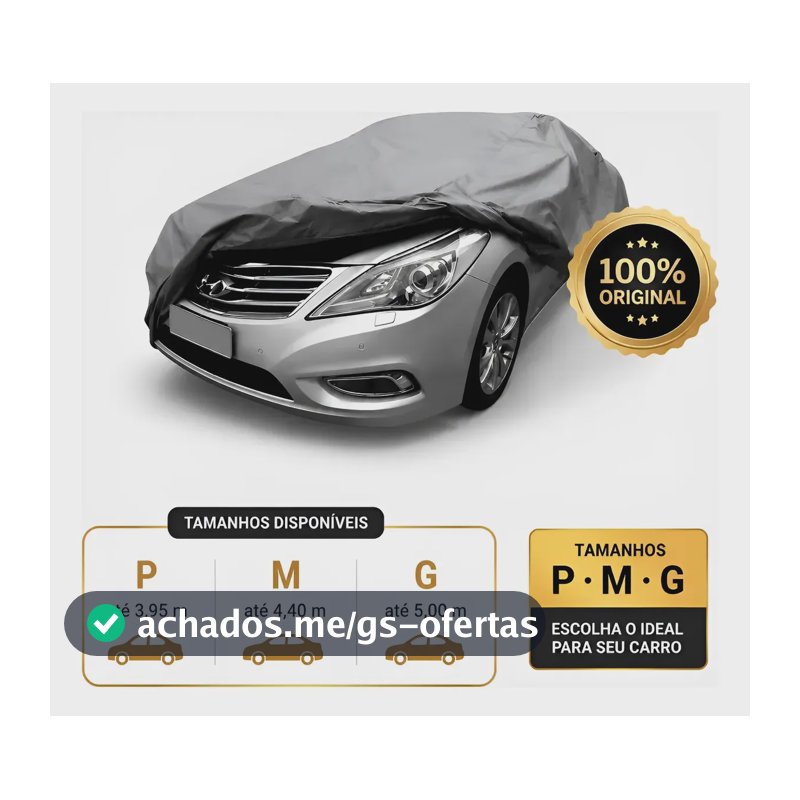 Capa Para Carro Forrada Impermeável 100% Proteção Anti Raios Uv, Sol, Poeira, Riscos, Chuva Diversos Tamanhos P M e G Sumo